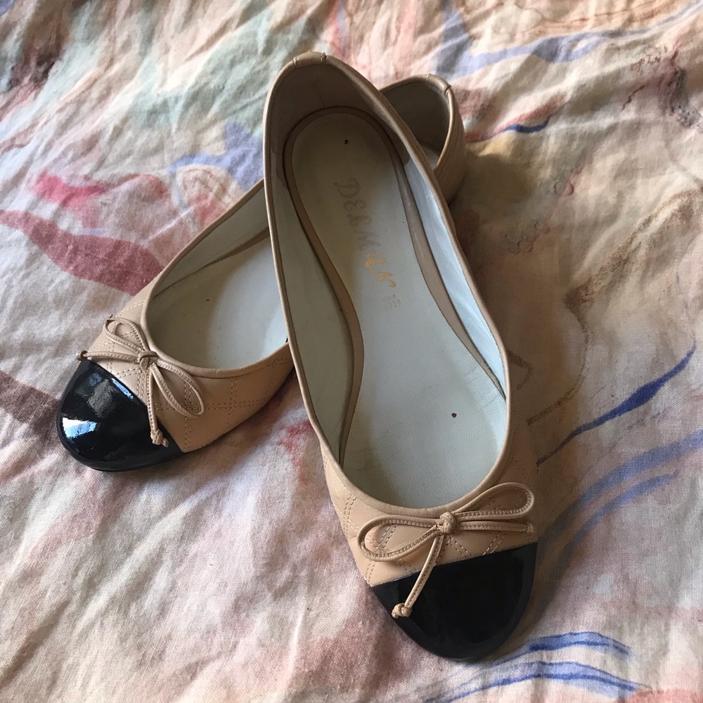 Delman Willa ballet flats two tone chanel quilted